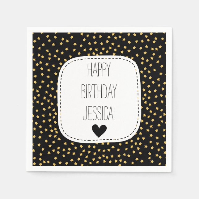 Black and Yellow Stars Napkin (Front)