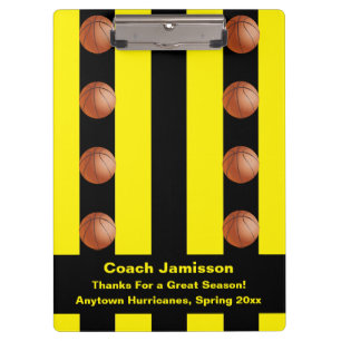 Black and Yellow Stripe For Basketball Coach Clipboard