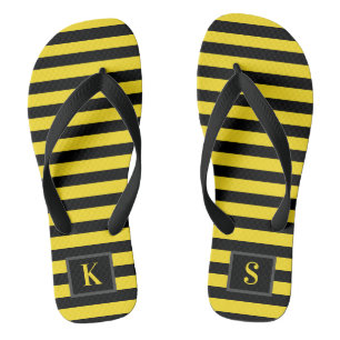 Black and Yellow stripes Bumble Bee Jandals