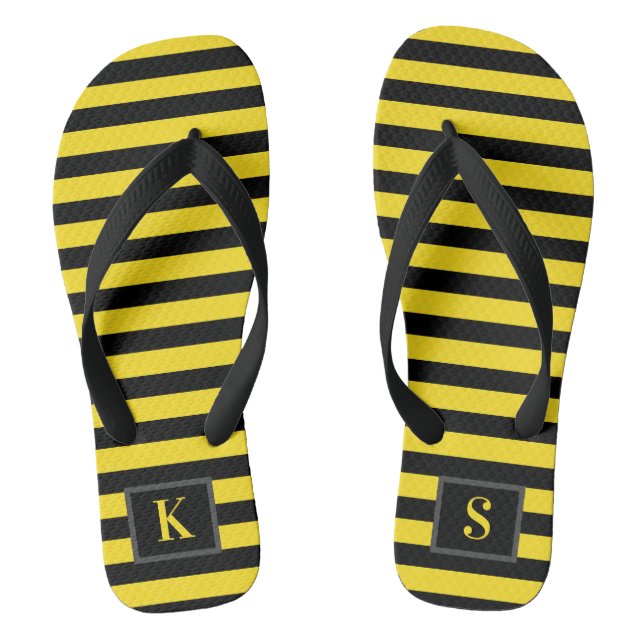 Black and Yellow stripes Bumble Bee Jandals (Footbed)
