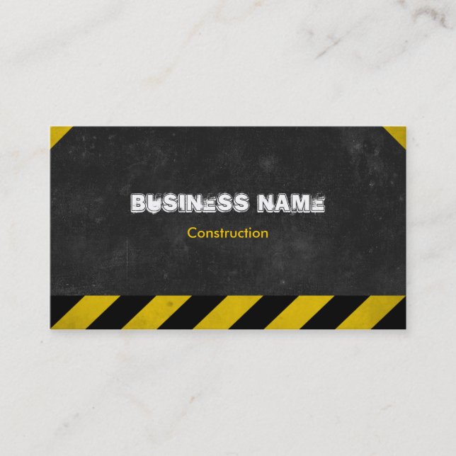 Black and Yellow Stripes Construction Business Card (Front)