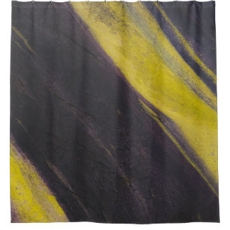Black and yellow surface shower curtain