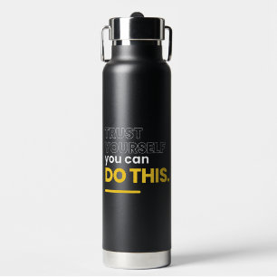Black and Yellow Typography Water Bottle