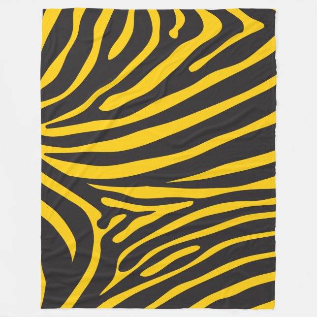 Black and Yellow Zebra Print Fleece Blanket (Front)