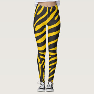 Black and Yellow Zebra Print Leggings