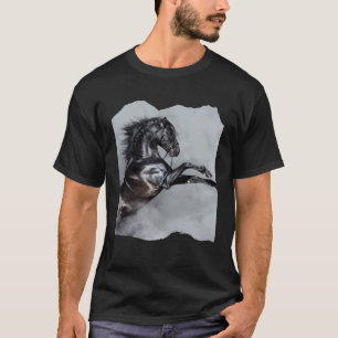 Black Andalusian stallion beautiful show horse rea T-Shirt