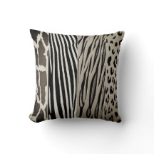 Black AndBeige Animal Printed Zebra Stripe Pillow