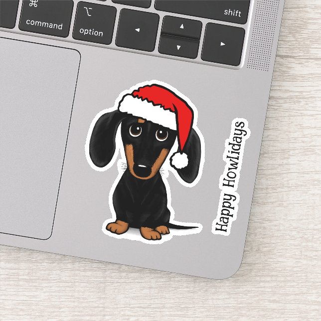 Black andTan Santa Dachshund Cute Dog Christmas (Detail)