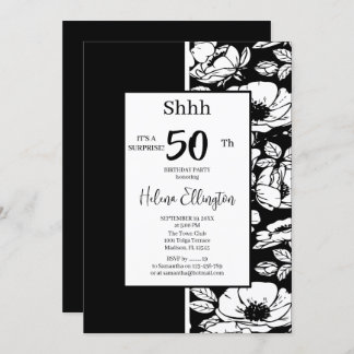 Black Anemone Birthday Invitation