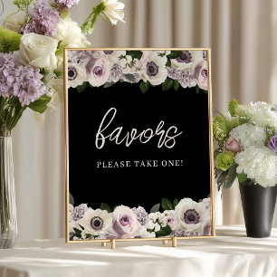 Black Anemone & Purple Floral Bridal Shower Favour Poster