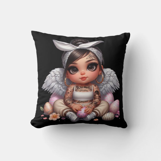Black angel baby throw pillow (Front)