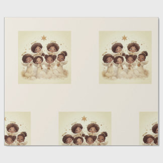 Black Angel Christmas Choir Wrapping Paper 1