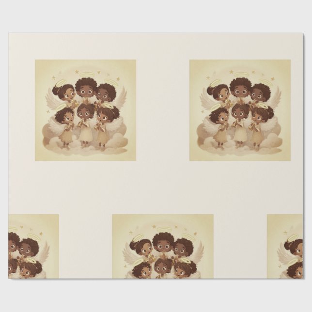 Black Angel Christmas Choir Wrapping Paper 2 (Flat)