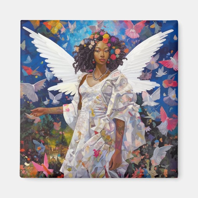 Black Angel Fantasy Art Magnet (Front)