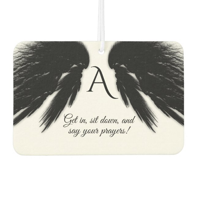 BLACK ANGEL WINGS Monogram Funny Car Air Freshener (Front)
