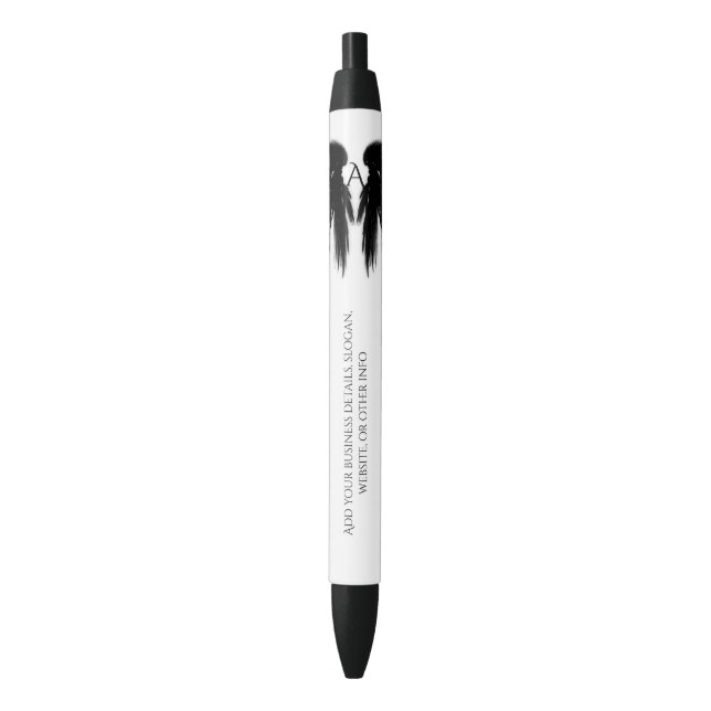 BLACK ANGEL WINGS Monogram Ink Pen (Front Vertical)