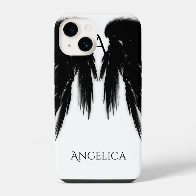 BLACK ANGEL WINGS Monogram iPhone Case (Back)