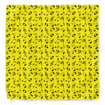 Black Angled Music Notes Pattern on Yellow