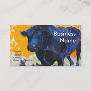 Black Angus Bull Cattle Painting Business Cards