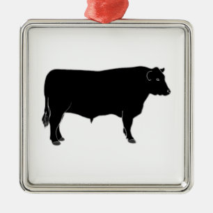Black Angus Bull Metal Tree Decoration