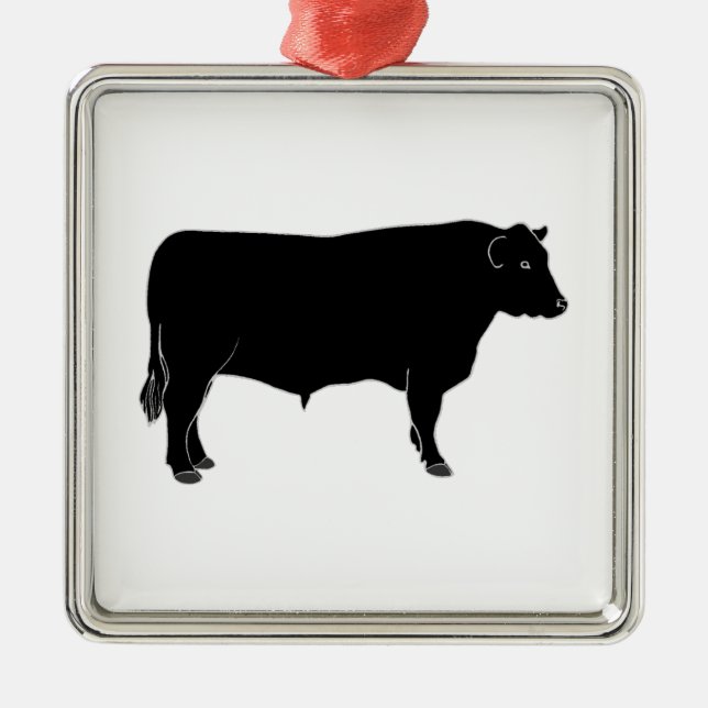 Black Angus Bull Metal Tree Decoration (Front)