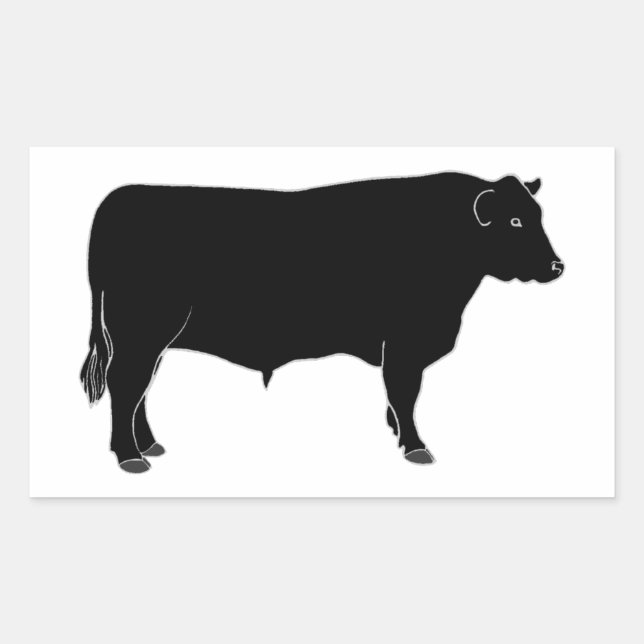 Black Angus Bull Rectangular Sticker (Front)