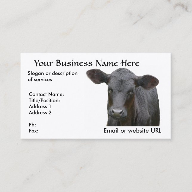 Black Angus Calf  for Cattle Rancher Business Card (Front)
