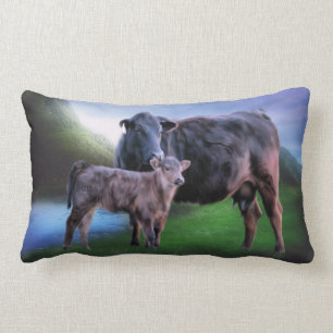 Black Angus Cow and Calf Lumbar Cushion