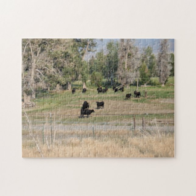 Black Angus in the Pasture Jigsaw Puzzle (Horizontal)