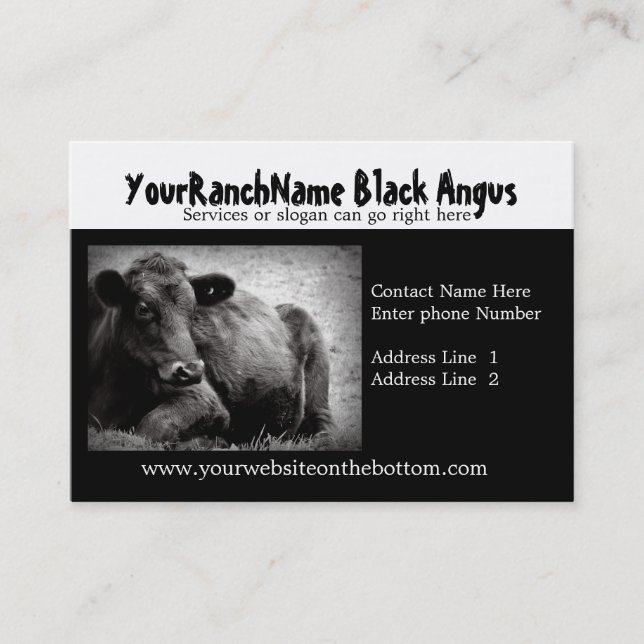 Black Angus Ranch or Farm  Supply Business Cards (Front)