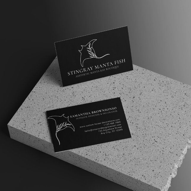 Black Animal Fish manta ray stingray Business Card (Black Animal Fish manta ray stingray Business Card)