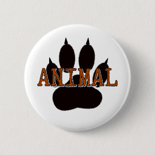 Black Animal Paw Print 6 Cm Round Badge