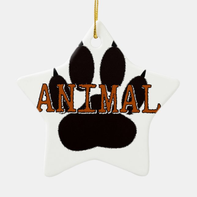 Black Animal Paw Print Ceramic Tree Decoration (Front)
