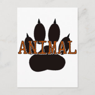 Black Animal Paw Print Postcard