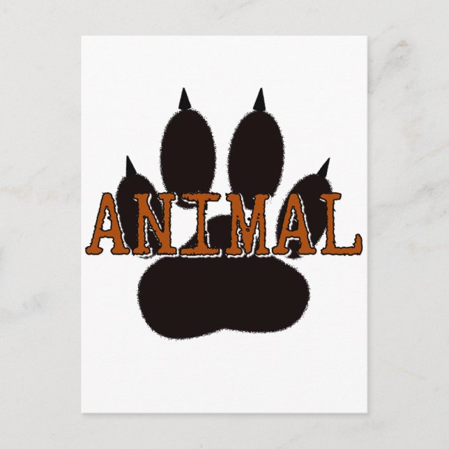 Black Animal Paw Print Postcard (Front)