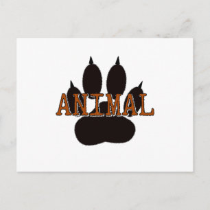 Black Animal Paw Print Postcard
