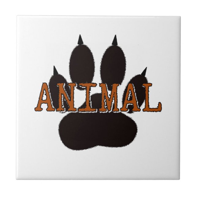 Black Animal Paw Print Tile (Front)