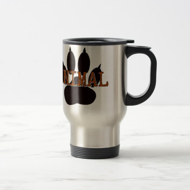 Black Animal Paw Print Travel Mug (Right)