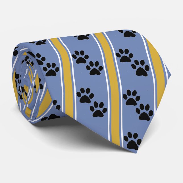 Black Animal Paw Prints Team Sports Necktie (Rolled)