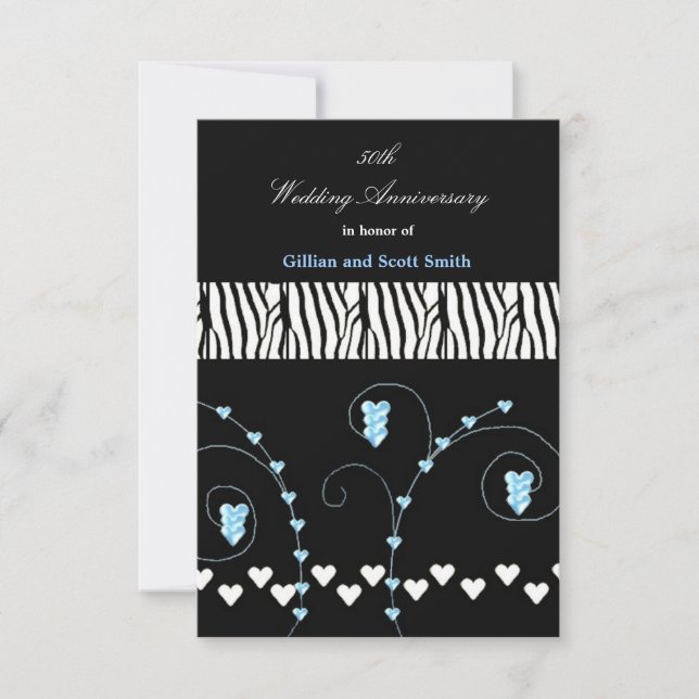 Black Animal  Print 50th  Anniversary Invitation (Front)