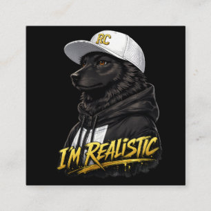Black Anime Dog Streetwear Art I'm Realistic Square Business Card