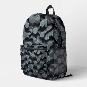 Black & Anthracite Grey Honeycomb  Printed Backpack