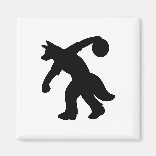 Black Anthropomorphic Canine Bowling Magnet 0001 (Front)