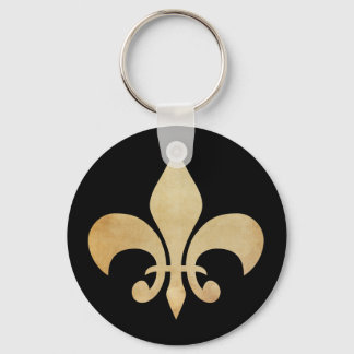 Black Antique Gold Fleur de Lis Key Ring