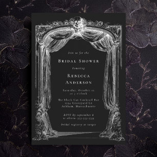Black Antique Gothic Ornament Skull Bridal Shower Invitation