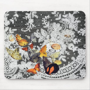 BLACK ANTIQUE LACE PATTERN MOUSE PADS