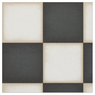 Black & Antique White Chequered (large scale) Fabric