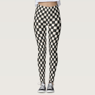 Black & Antique White Chequered Leggings
