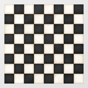 Black & Antique White Custom Size Chessboard Decal