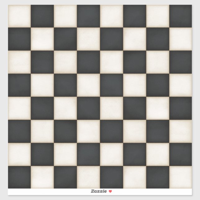 Black & Antique White Custom Size Chessboard Decal (Sheet)